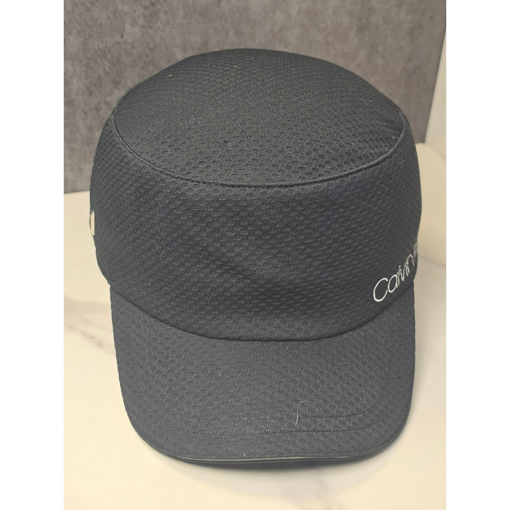 Calvin Klein Womens Black Mesh Cadet Hat Adjustable Military Style Cap Logo